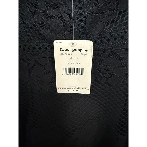 Free People Be Your Baby Lace Overlay Mini Black Dress Size XS NWT Revolve - Picture 6 of 7